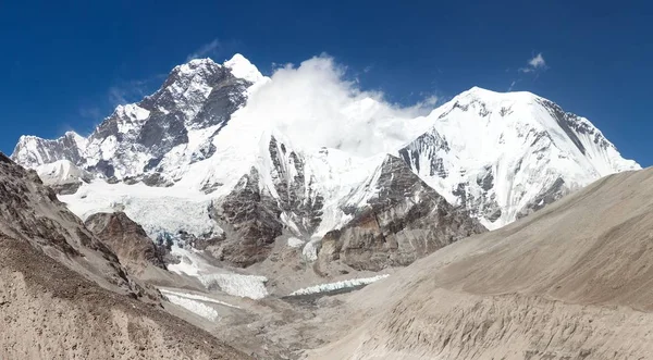 Vista Everest Lhotse Lhotse Shar Vale Makalu Barun Montanhas Himalaia — Fotografia de Stock