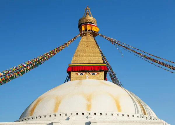 Boudha Bodhnath Oder Boudhanath Stupa Mit Gebetsfahnen Die Größte Buddhistische — Stockfoto