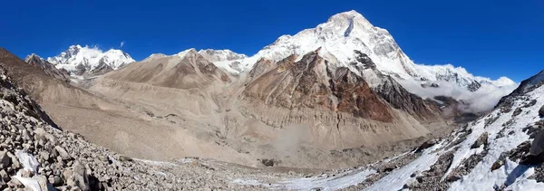 马卡卢山 珠穆朗玛峰和 Lhotse 尼泊尔喜马拉雅山 巴伦山谷 — 图库照片