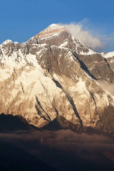 Evening Sunset Red Colored View Mount Everest Nuptse South Rock — Stock Photo, Image