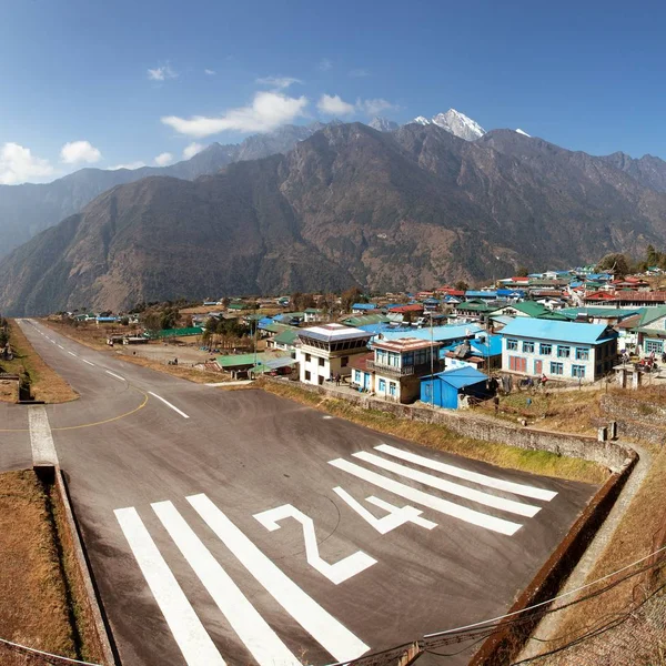 Panoramic View Lukla Village Lukla Airport Khumbu Valley Solukhumbu Everest — Stock Photo, Image