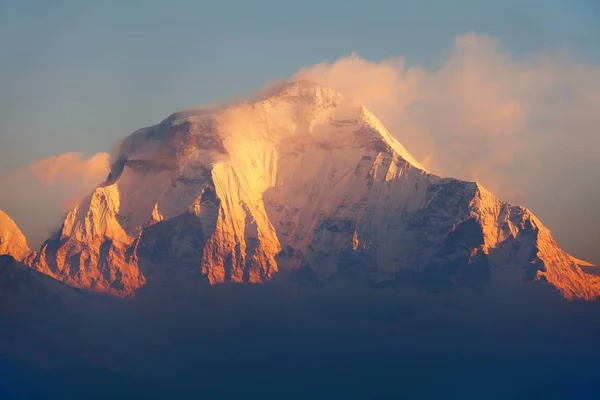 Morgon Panoramautsikt Över Berget Dhaulagiri Från Poon Hill Utsiktspunkt Nepal — Stockfoto