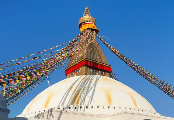Boudha Bodhnath Nebo Boudhanath Stupa Modlitebními Praporky Největší Buddhistická Stúpa — Stock fotografie