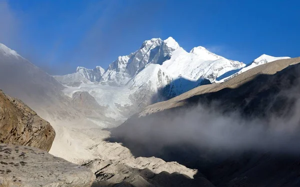 Vista Everest Lhotse Lhotse Shar Vale Barun Montanhas Himalaia Nepal — Fotografia de Stock