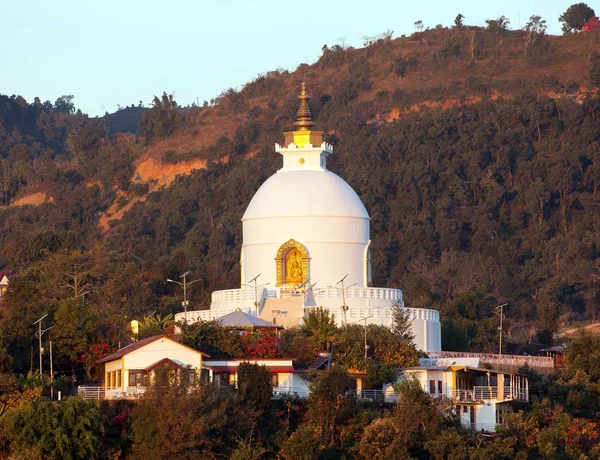 World Peace Stupa Pokhara Nepal Evening Sunset View — Stock Photo, Image