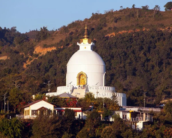 World Peace Stupa Pokhara Nepal Evening Sunset View — Stock Photo, Image