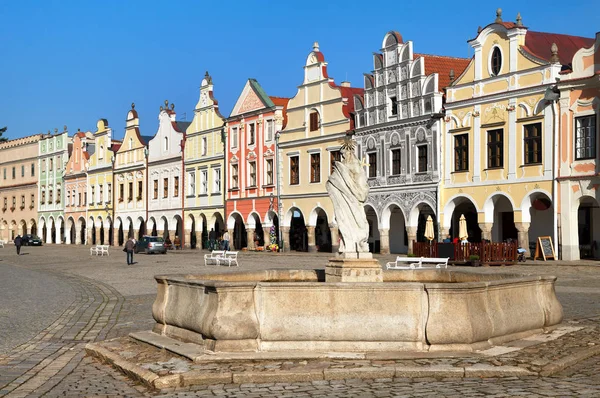 Visa Från Telc Eller Teltsch Stad Med Renässans Och Barock — Stockfoto