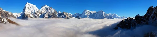 Este Panorámás Táj Kilátás Gokyo Tse Mount Arakam Cholatse Kangtega — Stock Fotó