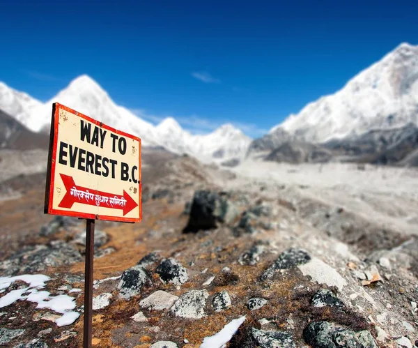 Señal Para Montar Everest Nepal Himalayas Montañas —  Fotos de Stock