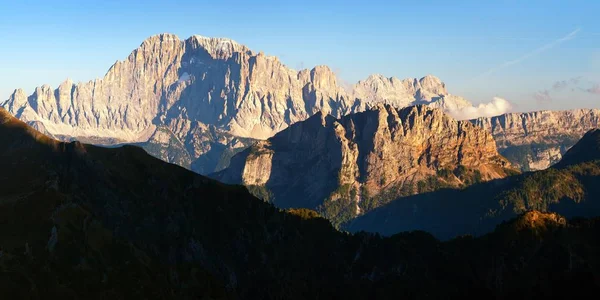 Wieczorem Panoramiczny Widok Mount Civetta Południowego Tyrolu Dolomity Włochy — Zdjęcie stockowe