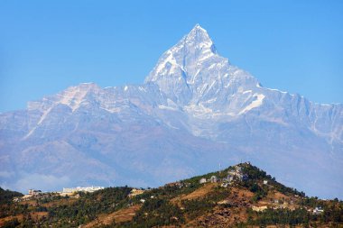 mount Machhapuchhre, Annapurna alan, Nepal Himalayalar dağlar görünümünü mavi renkli
