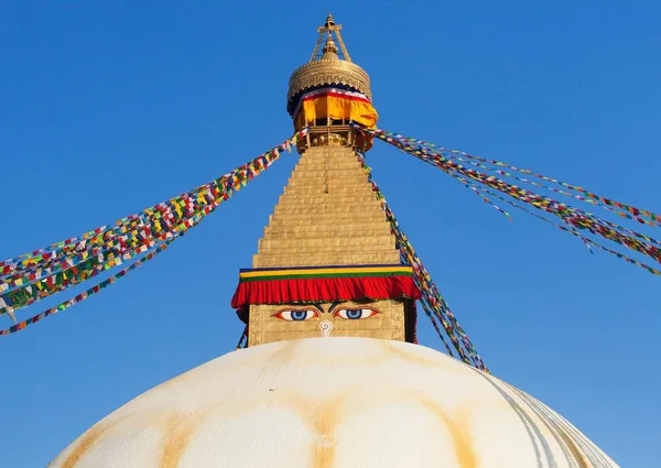 Boudha Bodhnath Oder Boudhanath Stupa Mit Gebetsfahnen Die Größte Buddhistische — Stockfoto
