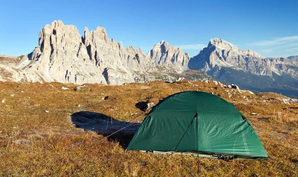 Panoramik Manzaralı Cima Ambrizzola Croda Lago Tofano Tur Yeşil Çadır — Stok fotoğraf