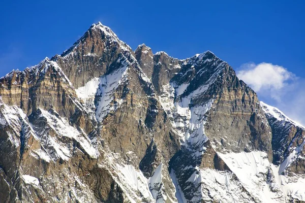 Pohled Vrcholu Lhotse Jižní Skalní Stěnou Údolí Khumbu Národní Park — Stock fotografie