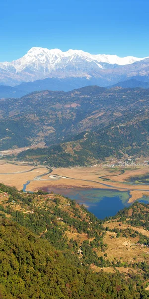 Vista Panoramica Del Monte Annapurna Catena Montuosa Himalayana Lago Pokhara — Foto Stock