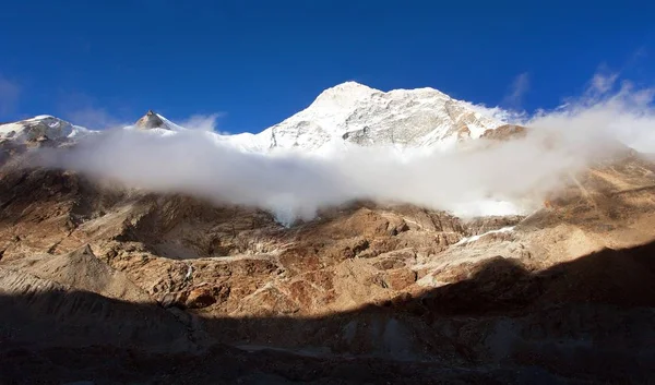 Monte Makalu Com Nuvens Montanhas Himalaia Nepal Vale Barun Vista — Fotografia de Stock