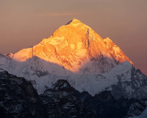 Vista Noturna Monte Makalu Monte Gokyo Montanhas Himalaia Nepal Vale — Fotografia de Stock