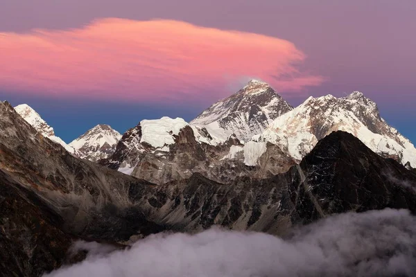 Monte Everest Lhotse Nepal Himalaya montagne tramonto — Foto Stock