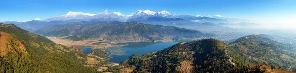 Panoramablick Auf Die Berge Annapurna Dhaulagiri Und Manaslu Himalaya Pokhara — Stockfoto