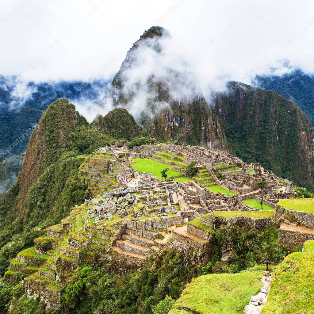 Machu Picchu, panoramic view of peruvian incan town