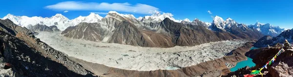 Monte Everest, Lhotse Cho Oyu e Makalu panorama — Foto Stock