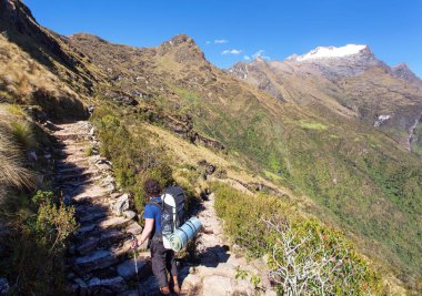 Inca trail, view from Choquequirao trekking trail clipart
