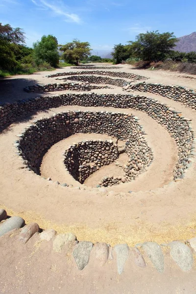 Acquedotto Cantalloc a Nazca, acquedotti a spirale o a cerchio — Foto Stock