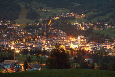 nightly view of Cortina d Ampezzo clipart