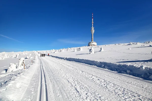 Pista de esqui montanhas jesenik monte praded — Fotografia de Stock