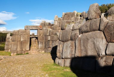 Sacsayhuaman, Cusco veya Cuzco 'daki İnka harabelerinin manzarası, Peru
