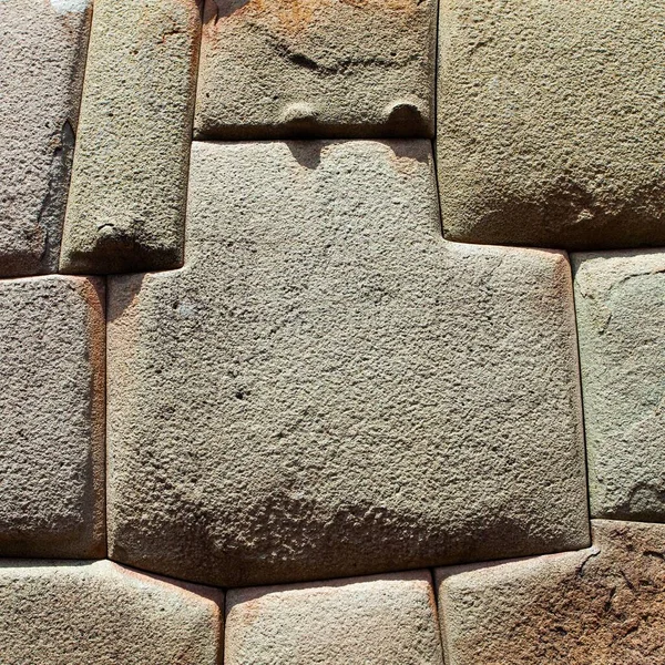 Detalhe Parede Pedra Cidade Cusco Cuzco Arquitetura Inca Histórica Peru — Fotografia de Stock