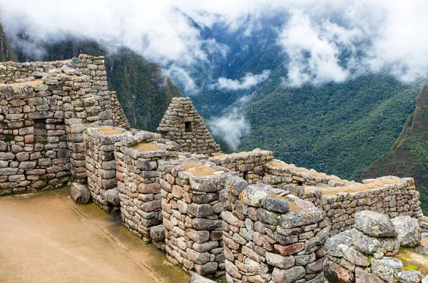 Machu Picchu Detalle Ciudad Peruana Inca Patrimonio Humanidad Unesco Valle — Foto de Stock