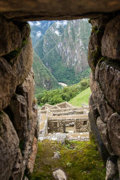 Мачу Пікчу Деталі Перуанського Міста Єкту Всесвітньої Спадщини Священної Долини — стокове фото