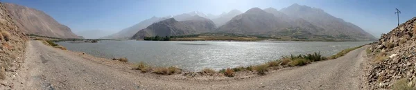 Panj Fluss Und Hindukusch Berge Panoramablick Panj Ist Der Obere — Stockfoto