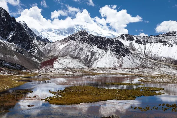 Sendero Trekking Ausangate Montaña Con Lago Glaciar Circuito Ausangate Cordillera — Foto de Stock