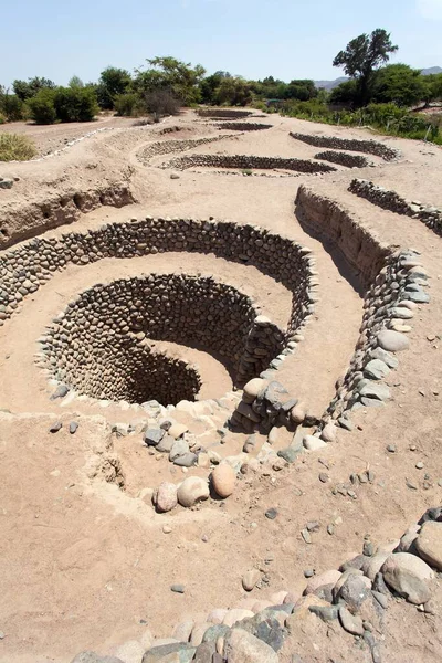 Nazca Nazca Kasabasındaki Cantalloc Aqueduct Spiral Halka Şeklinde Kemerleri Kuyuları — Stok fotoğraf