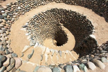 Nazca ya da Nazca kasabasındaki Cantalloc Aqueduct, spiral ya da halka şeklinde su kemerleri ya da kuyuları, Peru, İnka mimarisi ve kültürü