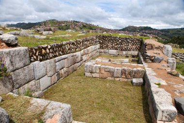 Sacsayhuaman, Cusco veya Cuzco 'daki İnka harabelerinin manzarası, Peru