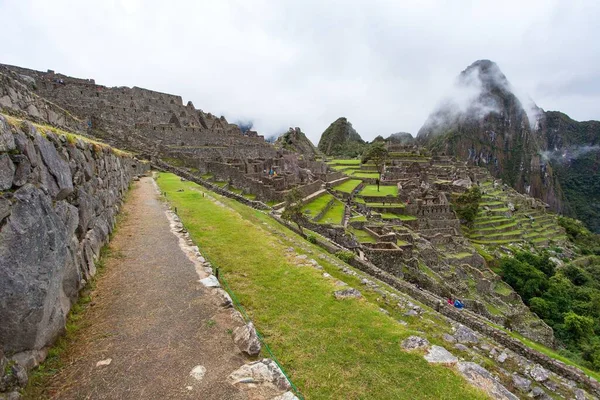 Machu Picchu Panorámás Kilátás Perui Incan Városra Unesco Világörökségi Helyszín — Stock Fotó