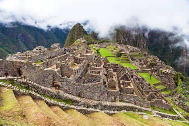 Machu Picchu, Peru 'nun panoramik manzaralı İnka kasabası, Unesco dünya mirası alanı, kutsal vadi, Cusco bölgesi, Peru