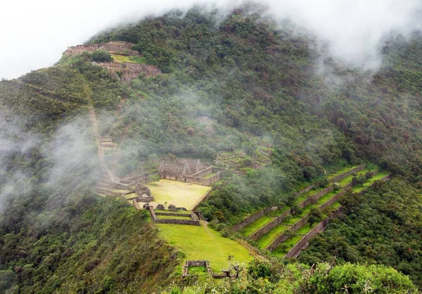 Choquequirao Una Las Mejores Ruinas Incas Del Perú Sendero Trekking — Foto de Stock