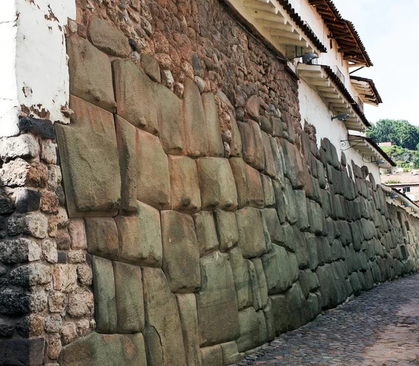Schöne Enge Gassen Und Gebäude Mauer Zentrum Von Cusco Oder — Stockfoto