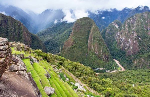 Machu Picchu Detail Peruánského Města Památka Světového Dědictví Unesco Posvátné — Stock fotografie