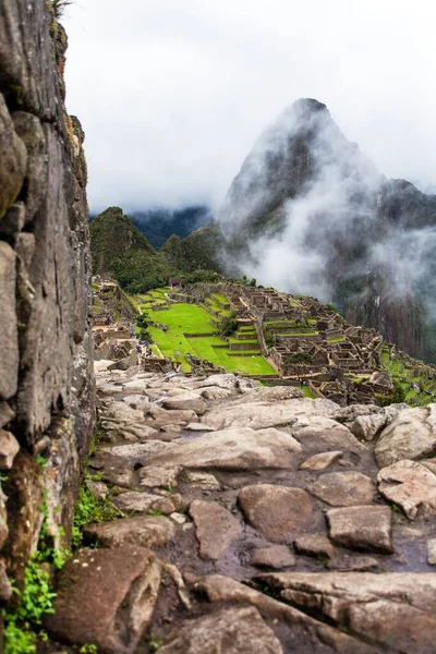 Machu Picchu Panoramic View Peruvian Incan Town Unesco World Heritage — Stock Photo, Image
