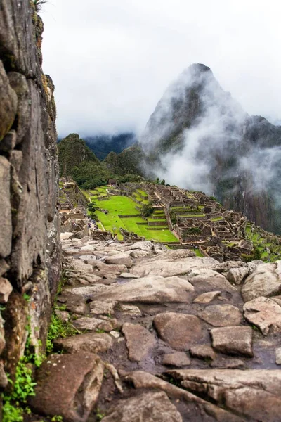 Machu Picchu Blick Auf Peruanische Inkastadt Unesco Weltkulturerbe Heiliges Tal — Stockfoto