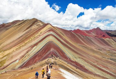 Gökkuşağı dağları veya Vinicunca Montana de Siete Colores Peru, Peru 'da Cuzco bölgesi, Peru And Dağları, panoramik manzara