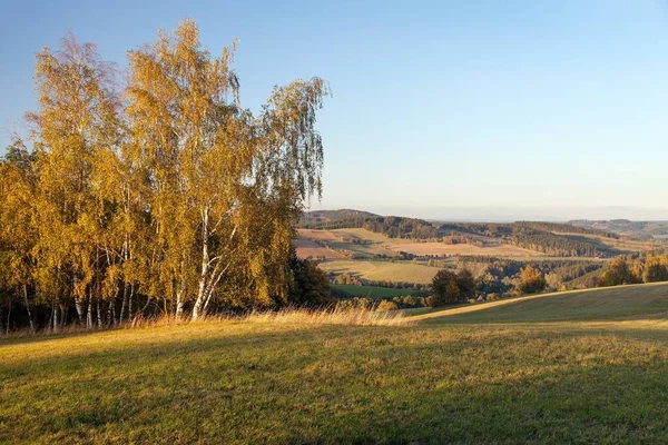 Podzimní Panorama Čech Moravské Vrchoviny Vesnice Vecov Žďárské Vrchy — Stock fotografie