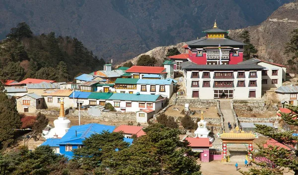 Μονή Tengboche Καλύτερο Μοναστήρι Στην Κοιλάδα Khumbu Πεζοπορία Στο Στρατόπεδο — Φωτογραφία Αρχείου