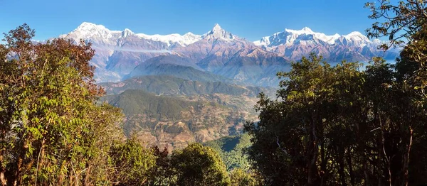尼泊尔喜马拉雅山脉Annapurna山脉全景 — 图库照片