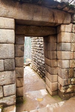 Machu Picchu, Peru 'nun İnka kasabasının ayrıntıları, unesco dünya mirası bölgesi, kutsal vadi, Cusco bölgesi, İnka yolu, Peru